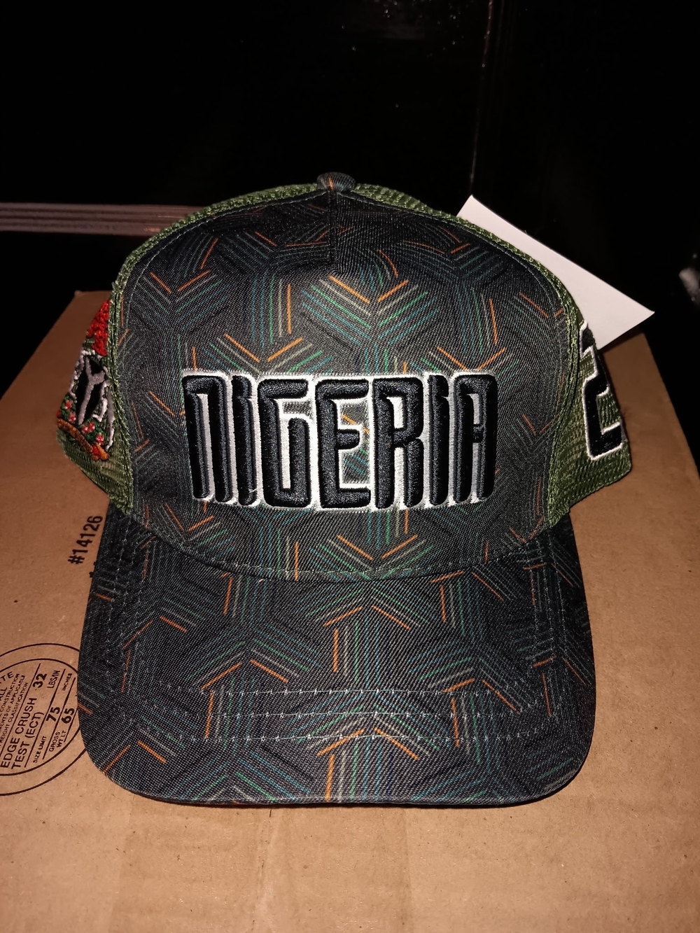 Nigeria Embroidered Snapback Hat - Green/Black